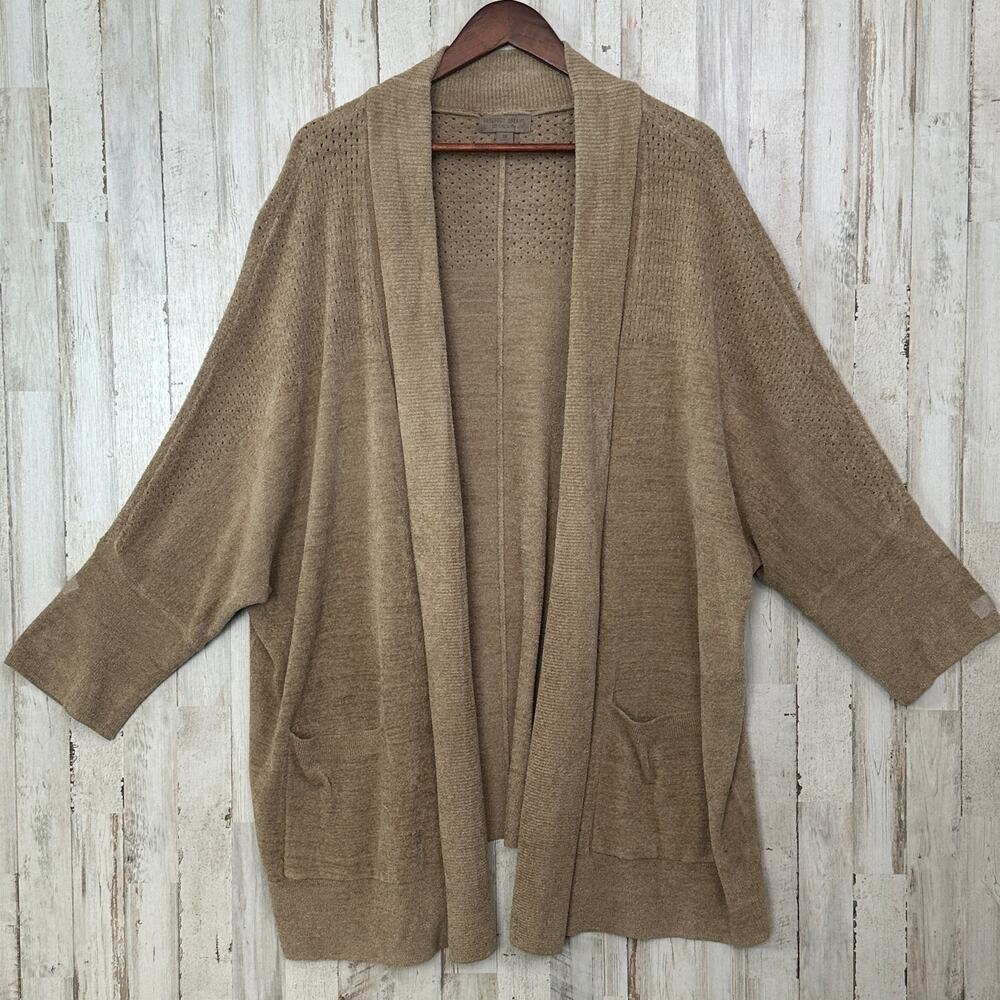 Barefoot Dreams Cozy Chic Lite Open Front Cardigan 3XL Brown Soft Comfort EUC